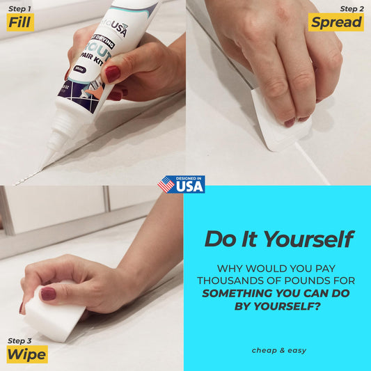 Grout Reviver - Ready Mixed Grout, Fast Drying, No Sealer Required, Perfect for Bathroom, Shower and Kitchen + Mould Protection - 250gr