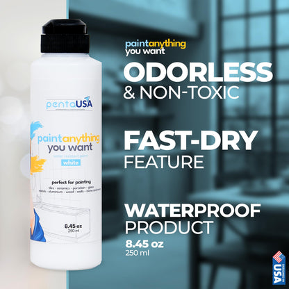 All in One Paint for Bathroom, Bathtub, Tile, Paint for Wet Surfaces, Sink, Kitchen Cabinet, Worktop, Wood, Furniture - Matte & 250ml