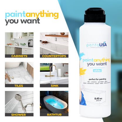 All in One Paint for Bathroom, Bathtub, Tile, Paint for Wet Surfaces, Sink, Kitchen Cabinet, Worktop, Wood, Furniture - Matte & 250ml