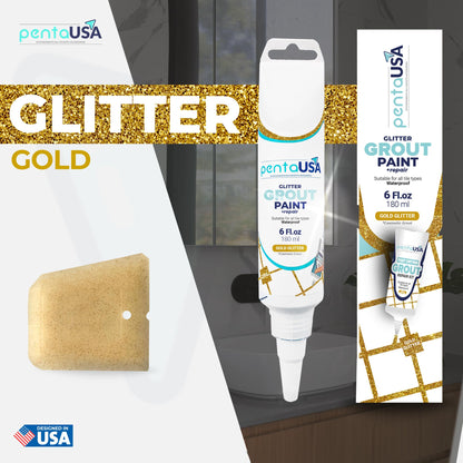 PentaUSA Grout - Glitter Grout for Tiles, Ready Mixed Grout, Gliterred Shiny Grouting Set with Grout Floater (180 ml)