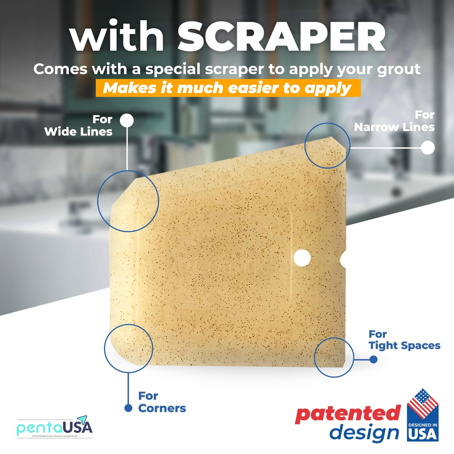 PentaUSA Grout - Glitter Grout for Tiles, Ready Mixed Grout, Gliterred Shiny Grouting Set with Grout Floater (180 ml)