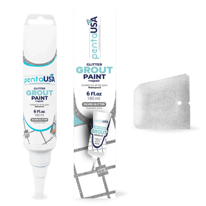 PentaUSA Grout - Glitter Grout for Tiles, Ready Mixed Grout, Gliterred Shiny Grouting Set with Grout Floater (180 ml)