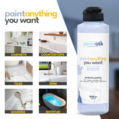 All in One Paint for Bathroom, Bathtub, Tile, Paint for Wet Surfaces, Sink, Kitchen Cabinet, Worktop, Wood, Furniture - Matte & 250ml