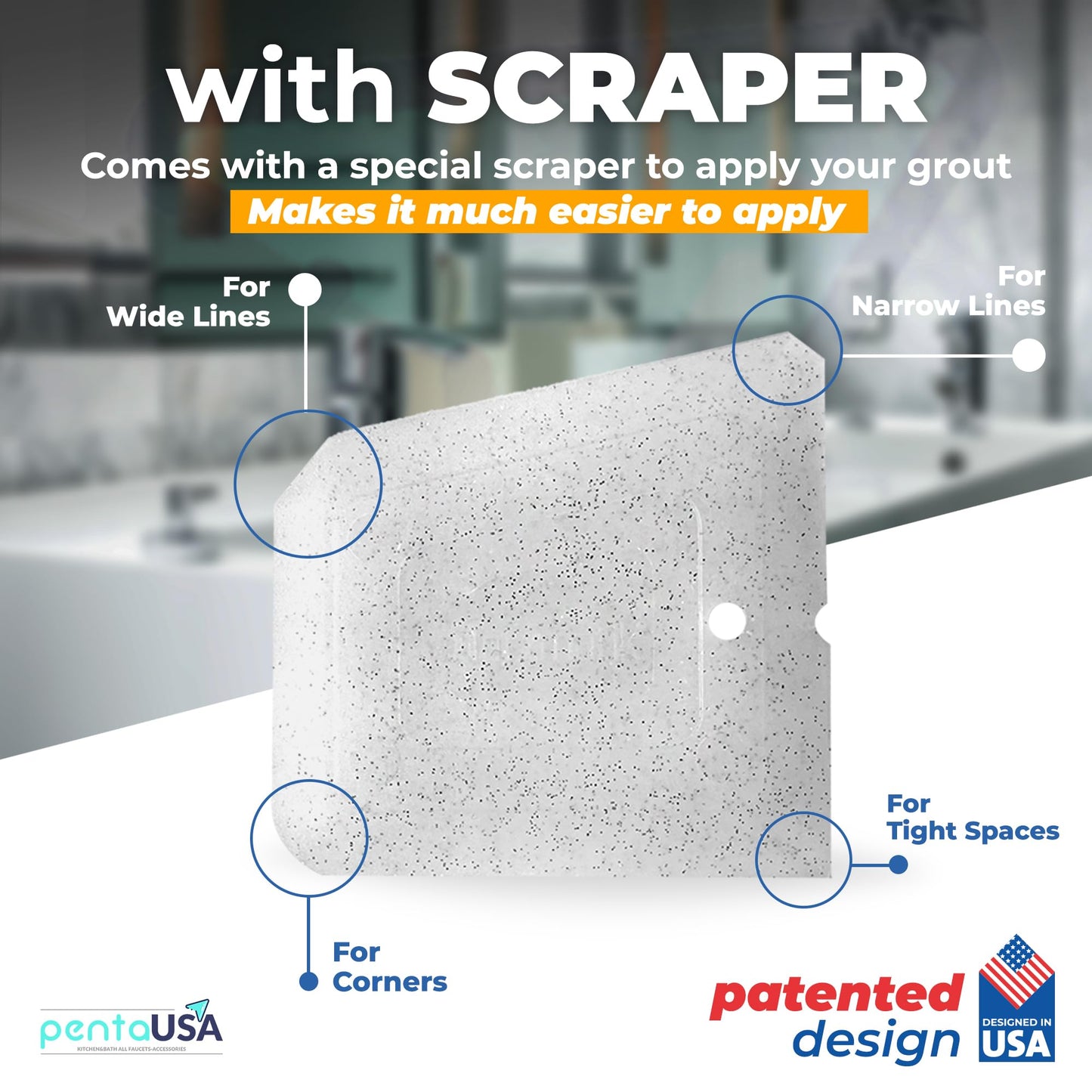 PentaUSA Grout - Glitter Grout for Tiles, Ready Mixed Grout, Gliterred Shiny Grouting Set with Grout Floater (180 ml)