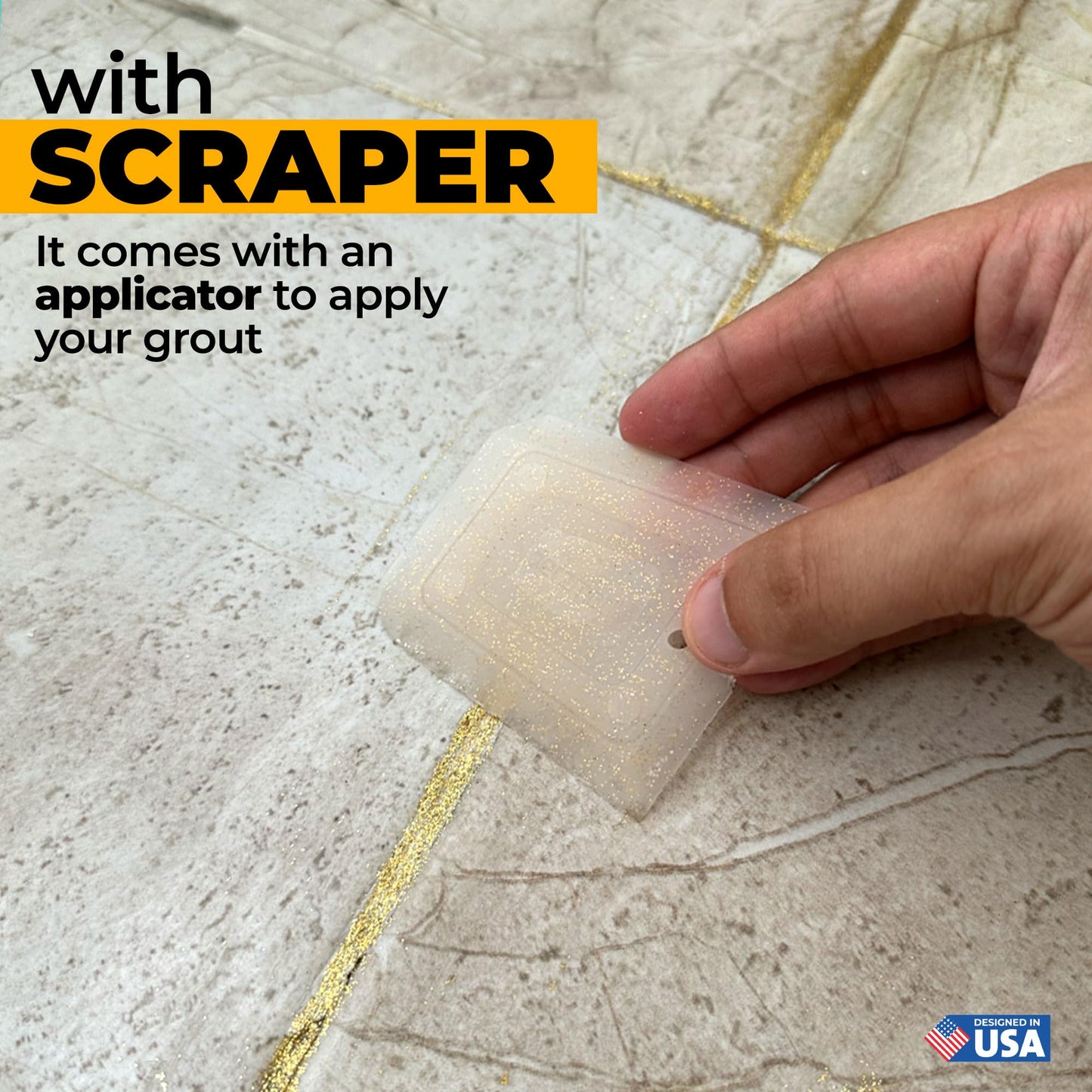 PentaUSA Grout - Glitter Grout for Tiles, Ready Mixed Grout, Gliterred Shiny Grouting Set with Grout Floater (180 ml)